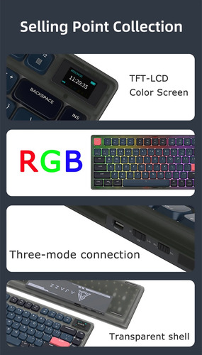 Teclado Mecânico Ajazz Ak832 Pro Rgb Com Tela (low Profile)