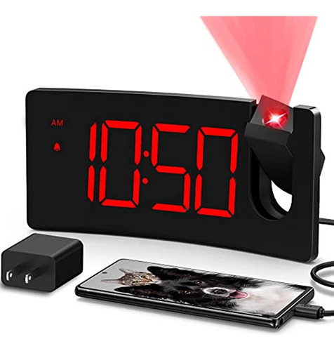 Reloj Despertador De Proyección, Reloj Digital Con Proyector