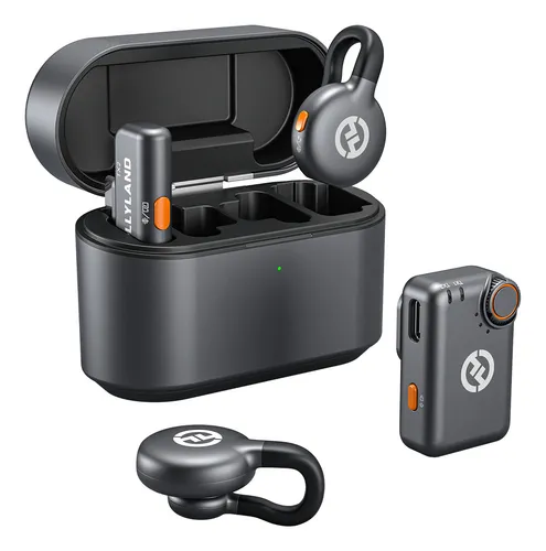 Microfone Hollyland Lark M2s Mini Combo Duo Sem Fio Preto