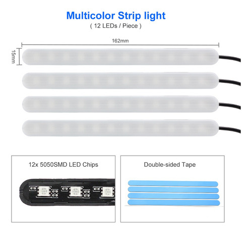 Car Rgb Led Tira De Luz Atmosfera Pie Ambiental Light Ap