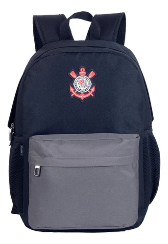 Mochila Poderoso Timão Escolar Corinthians 12060 Cor Preto Desenho Do Tecido Liso