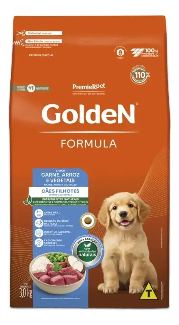 Ração Golden Fórmula Para Cães Filhotes Carne E Arroz 3kg