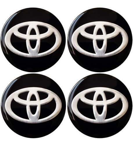 Jogo Emblema Calota Resinado Preto Toyota 48mm