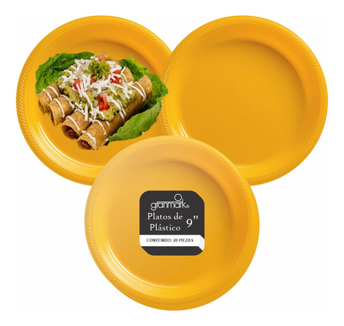 Plato Grande De Plástico Desechable Granmark - 40 Piezas