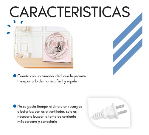 Ventilador De Mesa Portátil 3 Aspas Silencioso 9 Pulgadas