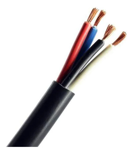 Cabo Pp 04vias 1kv Cobre 4x 6mm Com 20metros Cobertura Preto