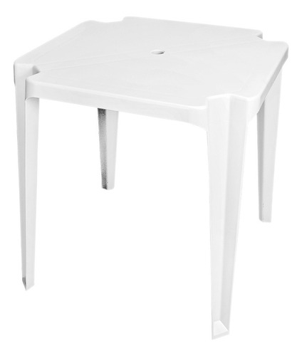 Kit 5 Mesas Fixas Quadrada 70x70 Branco Plástico Resistente