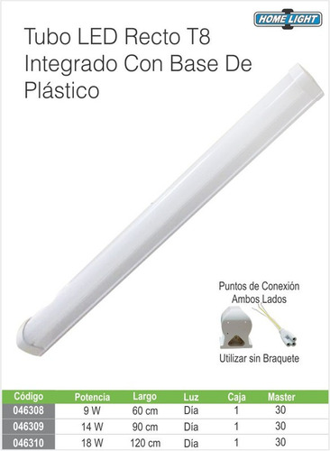 Tubo Led Recto T8 Integ. L/dia C/base 18w-120cm Hl