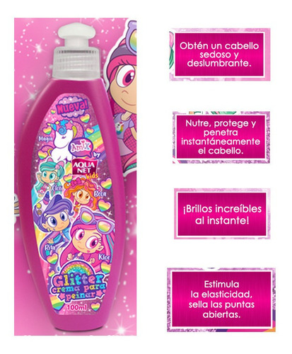 Crema para Peinar Aqua Net Kids con Glitter Amix 100ml