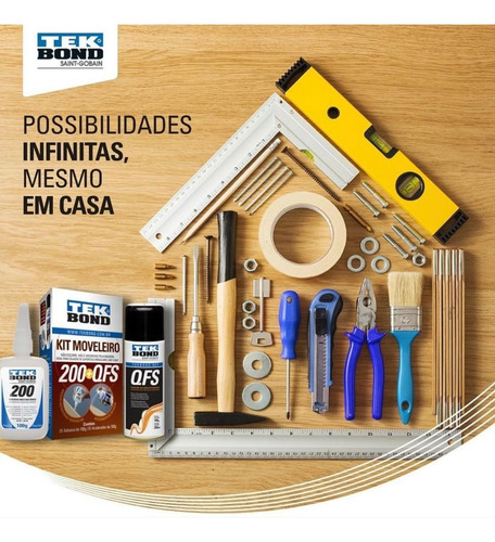 Imagem 5 de 8 de Super Cola Instantânea Kit Mdf Moveleiro + Qfs 200ml Tekbond