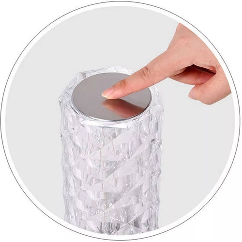 Lampara Touch Velador Rosa Diamante Tactil Usb 22cm