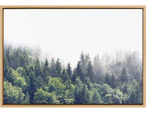 Kate Y Laurel Sylvie Lush Green Forest On A Foggy Day Framed