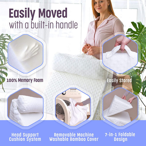 Almohada Forma De Cuña De Espuma Viscoelástica Dormir...