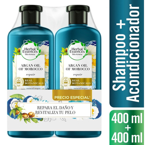 Kit cuidado del cabello Shampoo y Acondicionador Herbal Essences bio:renew Aceite de Argán Repara 400 ml + 400 ml