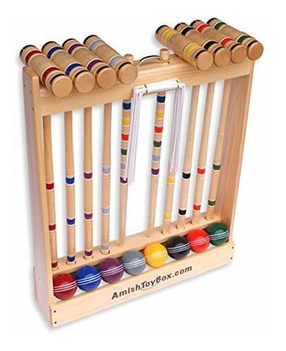 Amish Trabajado Deluxe 8-jugador Del Juego De Croquet Conjun