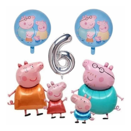 Globos De Peppa Pig Kit X 7 Incluye Gigantes 85 Cm !!!