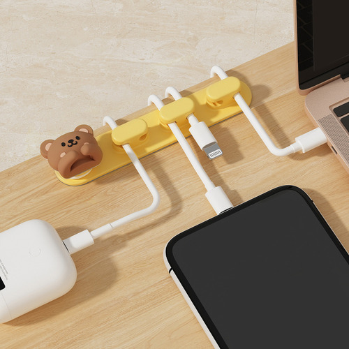 Bonito Organizador De Cables De Escritorio, 3 Clips Enrollad