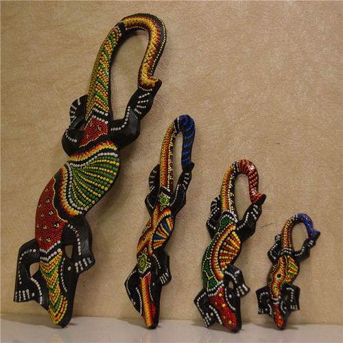 2 Escultura De Gecko Multicolor Decoración De Pared 10cm