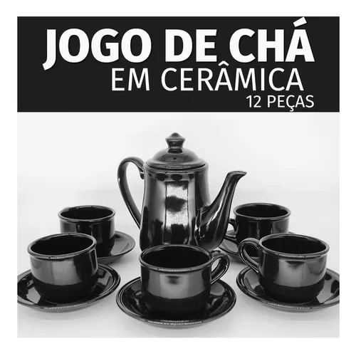 Jogo de chá e café completo 6 xicaras de cada com Bulê