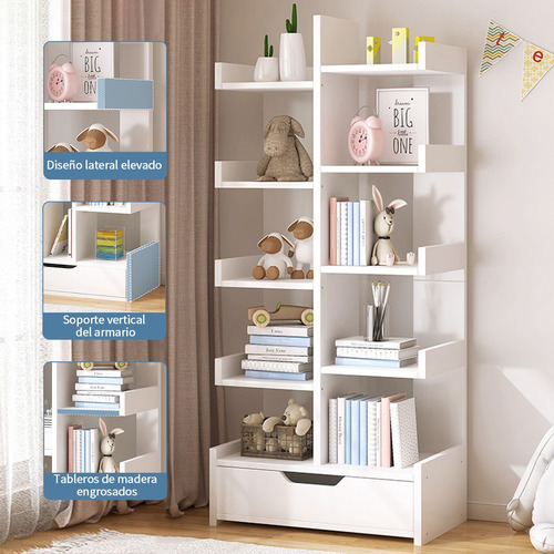 Librero Almacenamiento Multicapa Con Cajón Minimalista 142cm
