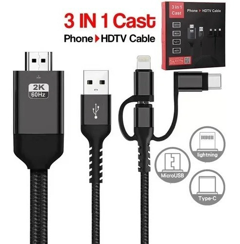 Cable 3 En 1 De Teléfono A Hdtv Adaptador De Pantalla Hdmi