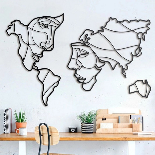 Arte De Pared Caras Cortadas Con Láser Del Mapa Mundial