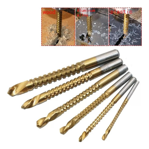 Pack 6 Brocas Fresa Cortar Tallar Madera Metal Carpintería