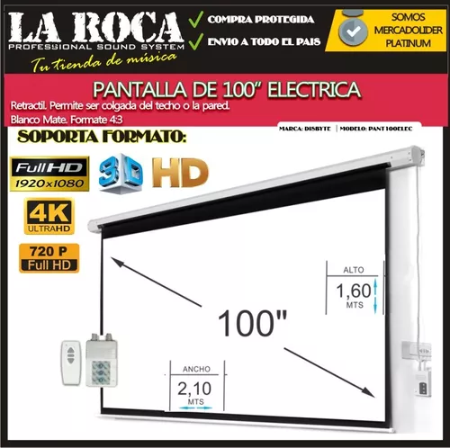 Pantalla Electrica Para Proyector Pared 100 Pulgadas Femmto