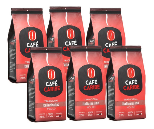 Café Caribe Pack Italianissimo Molido 6 Unidades 1500g Total