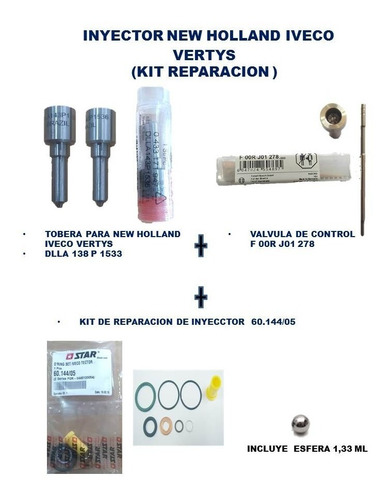 Inyector New Holland / Iveco Vertys ( Kit De Reparacion)