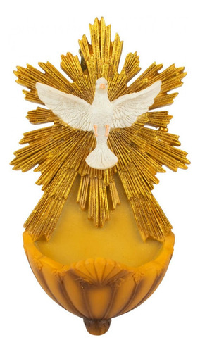 Imagem Religiosa Espírito Santo Mesa Dourado Em Resina 20 Cm Cor Branco E Dourado
