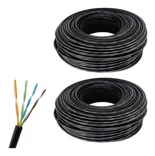 Imagen 3 de 5 de Cable Rollo 200mts 200m Utp Exterior Cat 5e Red Cctv Camara