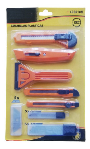 Set De Cuchillos Estiletes Plasticos Con Repuestos 20 Pcs