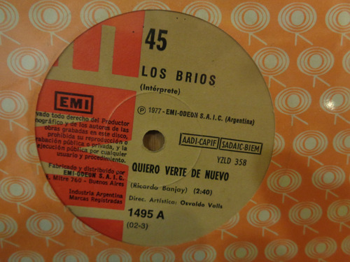 Los Brios Quiero Verte De Nuevo Vinilo Simple Pop L