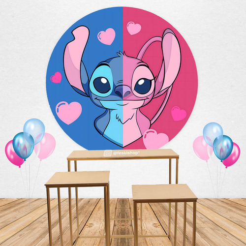 Funda De Tela Stitch Y Angel Para Panel Aro De 1,50 Mt Candy