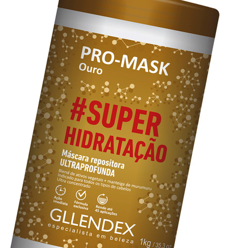 Gllendex Pro Mask Ouro Mascara Pelo Super Hidratacion 1kg