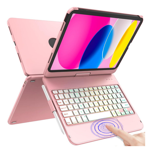 Funda Con Teclado Hotlife / Para iPad 10.9  / 360° / Rose