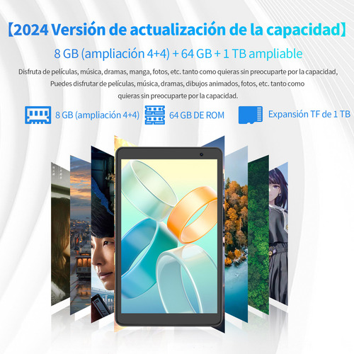 Tablet Pritom 8 pulgadas B8 Android 14 tableta 8gb ram y 64gb rom 5000mah octa core 5G wifi cámara dual tablets con funda