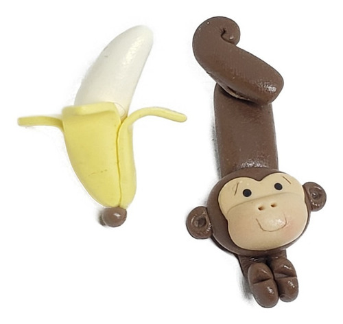 Aretes De Chango Y Banana Pasta Francesa Ch-1 Estuche
