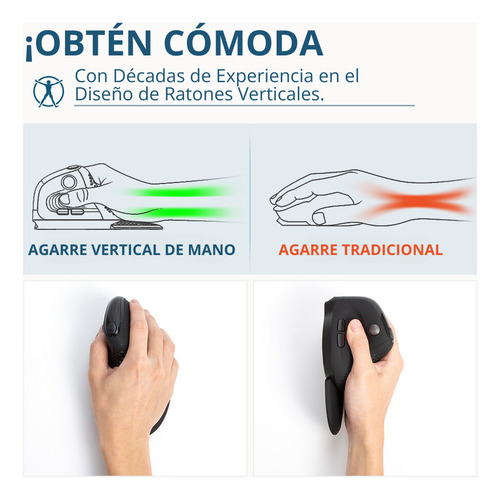 Mouse vertical Delux M618XSD color negro