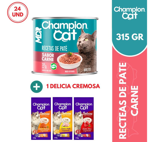 Champion Cat Recetas De Paté Carne 24x315g | Distr. Mdr