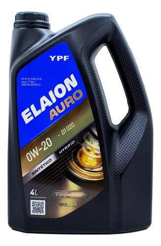 Aceite Ypf Elaion Auro D1 020 0w20 X 4 Lt Sintético Orig.