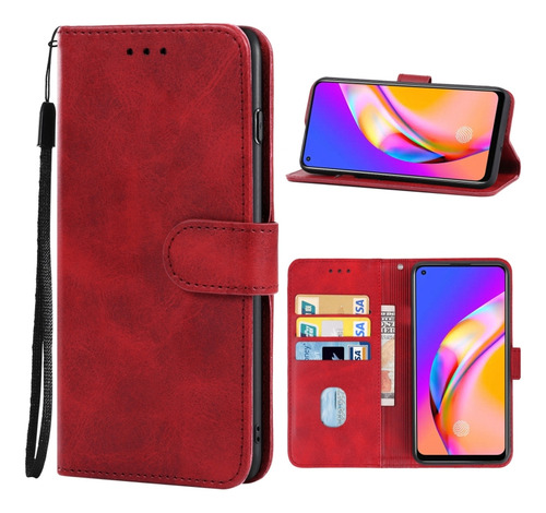 Funda De Piel Sintética Roja For Oppo F19 Pro+ 5g