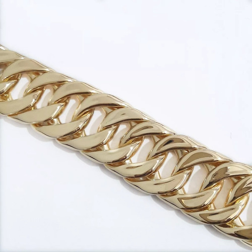 Pulseira Masculina Banhada Ouro 18k 16mm Oca Fecho Gaveta