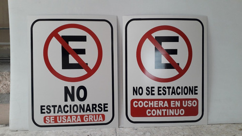 Imagen 1 de 4 de 2 Pzas Letreros No Estacionarse 35x45cm Lamina Galv