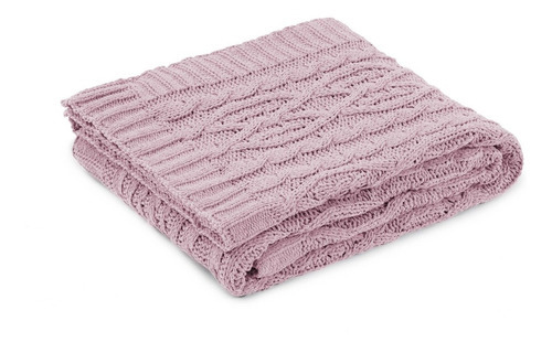 Manta Tricô Cobertor Sofá Cama Casa Decoração 127x152cm Cor Rosa