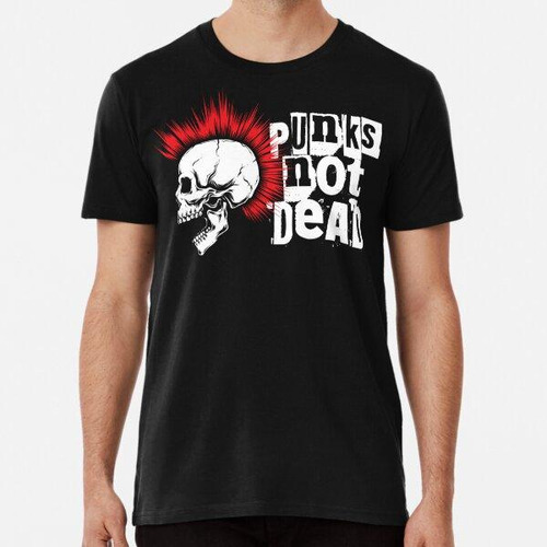 Remera Punks Not Dead Skull Con Mohawk Rojo Algodon Premium