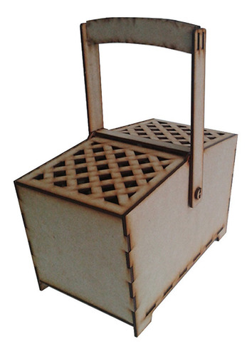 Canasta Picnic Mdf Caja Recuerdito Cajon Asa Lonchera Nf
