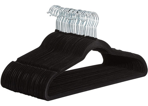 Set 50 Ganchos P/ropa Con Terciopelo Negros Cohesion Product