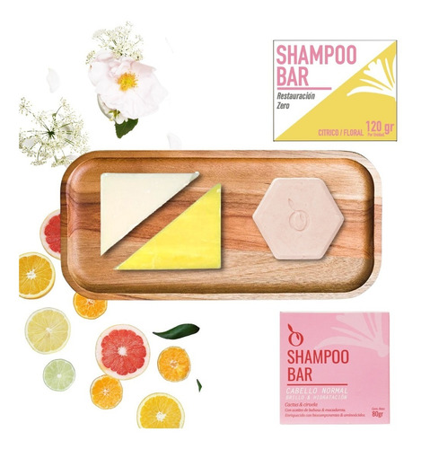 Imagen 1 de 7 de Kit Shampoo Solido 3 Unidades. Cabello Normal Citrico Floral